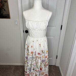White Floral Spaghetti Strap Maxi Dress